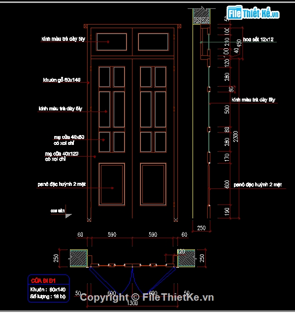 Chi tiết cấu tạo cửa đi ( pano gỗ )